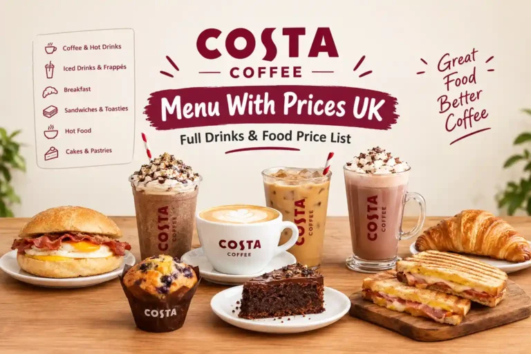 Costa Menu With Prices UK