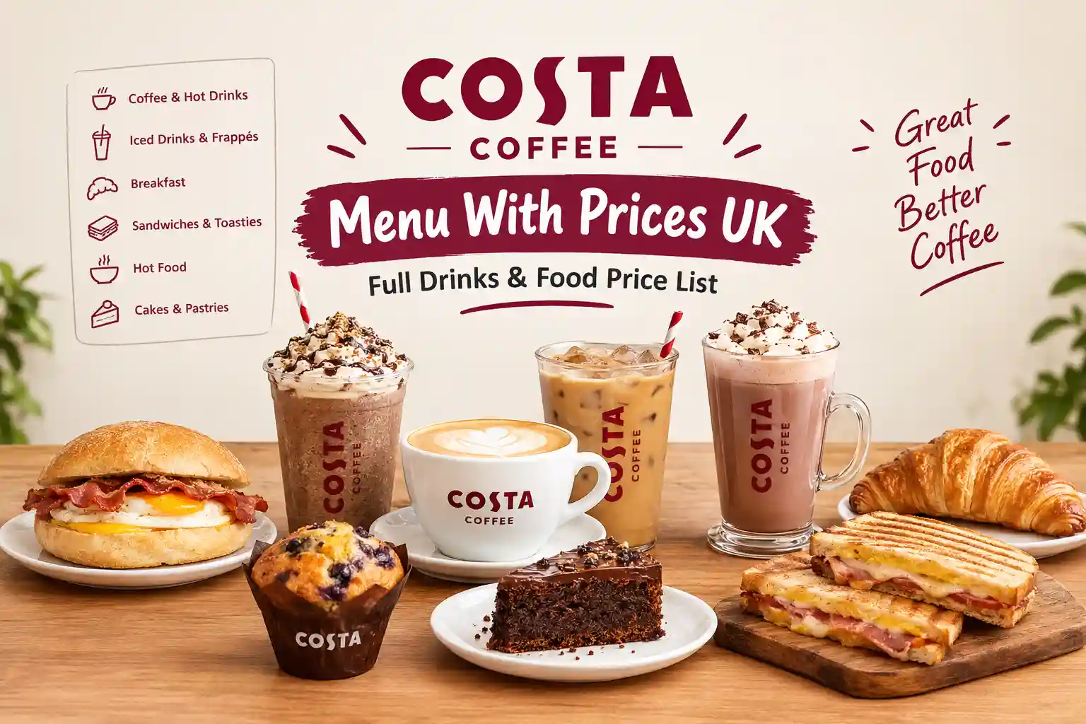 Costa Menu With Prices UK